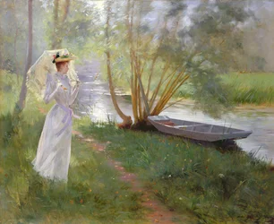 A walk by the river, 1890
